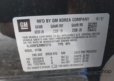 2022 Buick Encore Gx Fwd Essence из США, поврежденный, VIN KL4MMFSL9NB073714